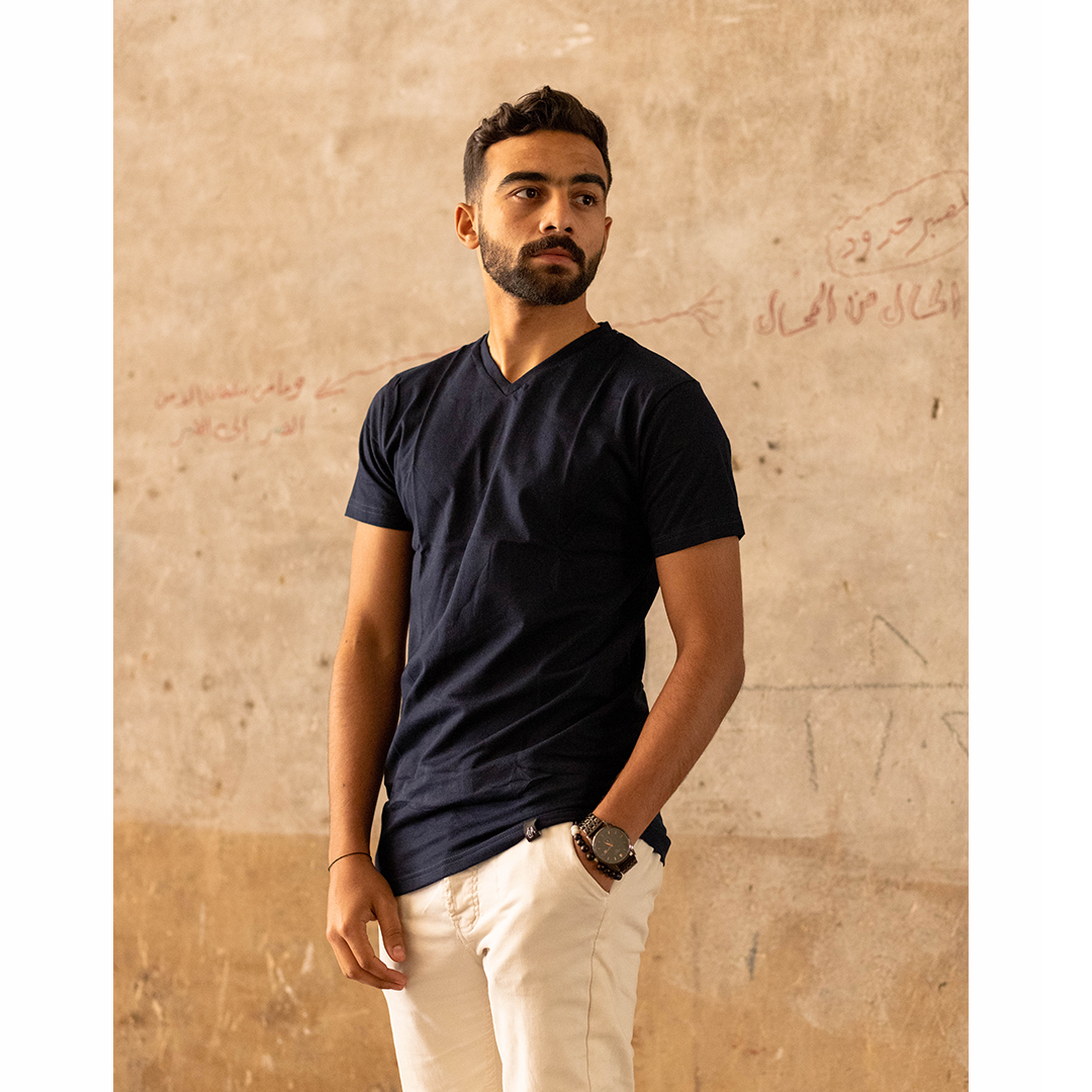 Navy V-neck T-Shirt