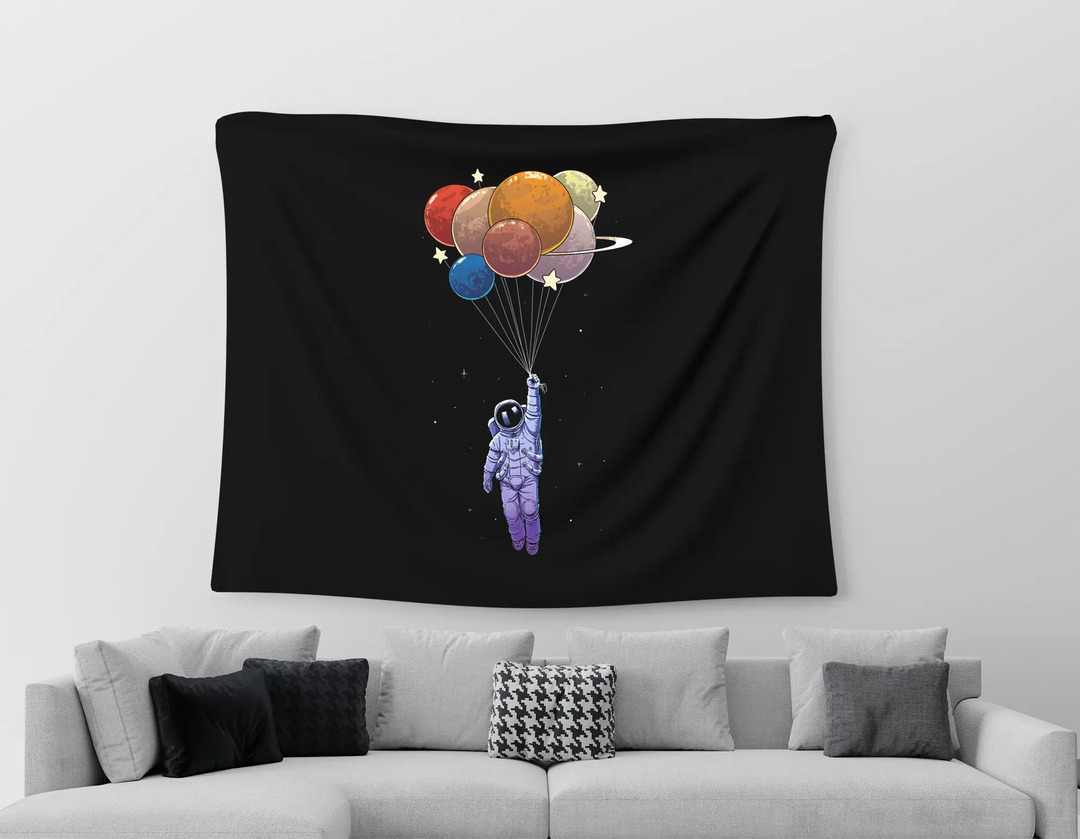 Astronaut Balloons wall Tapestries Microbus store